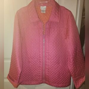 Quacker Factory Ladies Pink/ Orange Light Quilted Puffer Jacket Size Medium